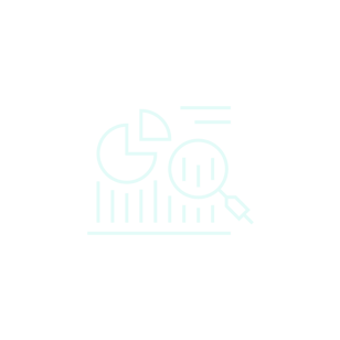 Light turquoise data and magnifying glass icon